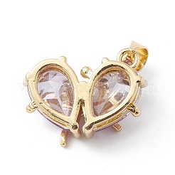 Rack Plating Brass Micro Pave Cubic Zirconia Pendants&nbsp;KK-E003-18G-01