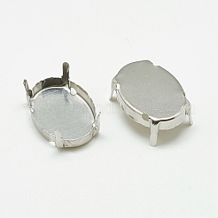 Non-Tarnish 201 Stainless Steel Sew on Prong Settings&nbsp;STAS-T032-03-13x18mm