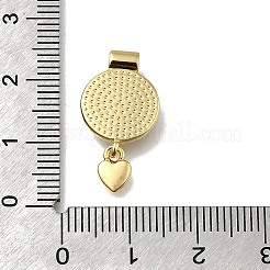 Brass Pave Natural White Shell Flat Round with Heart Pendants&nbsp;KK-C090-37G