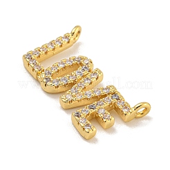 Rack Plating Brass Micro Pave Clear Cubic Zirconia Word Pendants&nbsp;KK-C074-16G