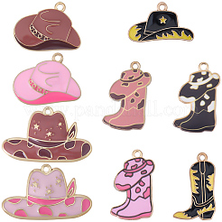 18Pcs 9 Styles Western Cowboy Theme Alloy Enamel Pendants&nbsp;ENAM-BM0001-21