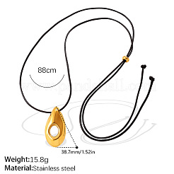 304 Stainless Steel Pendant Adjustable Black PU Leather Slider Necklaces&nbsp;WG7EC61-03