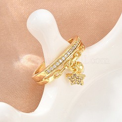 Brass Micro Pave Cubic Zirconia Finger Rings for Women&nbsp;CU-CBA0A21-03G