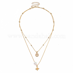 Brass Double Layer Necklaces&nbsp;NJEW-JN02941-01