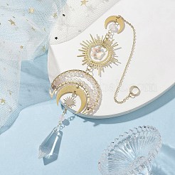 Moon Brass & 304 Stainless Steel Hanging Suncatchers&nbsp;HJEW-TA00159