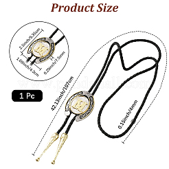 Cowboy Western Alloy Horseshoes & Letter Pendant Bolo Tie Necklaces&nbsp;NJEW-WH20014-02M