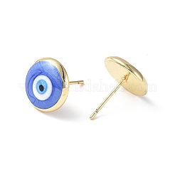 Enamel Evil Eye Stud Earrings&nbsp;EJEW-G334-01G-02