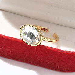 Oval Brass Cuff Rings for Women&nbsp;RJEW-G337-06G-03