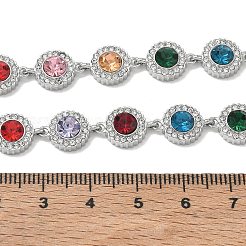 304 Stainless Steel Full Rhinestone Flat Round Link Chain Necklaces for Women&nbsp;SA-CBABBEA-02P-02