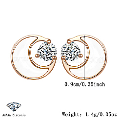 S925 Sterling Silver Clear Cubic Zirconia Moon Stud Earrings&nbsp;PC9878