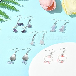DIY Natural Gemstone Dangle Earrings Kits&nbsp;DIY-FS0006-91
