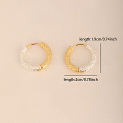 Two Tone Color Brass Textured Ring Huggie Hoop Earrings for Women&nbsp;WGBED22-01