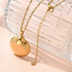 Summer Beach 304 Stainless Steel Pendant Rope Chain Necklaces for Women&nbsp;STAS-Z108-01G-04