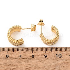 Brass Micro Pave Clear Cubic Zirconia C-Shaped Stud Earrings&nbsp;EJEW-B153-16G