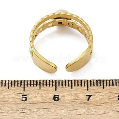 316 Stainless Steel with Natural Mixed Gemstone Cuff Rings&nbsp;RJEW-Z098-01G-14