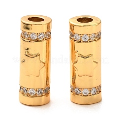 Brass Micro Pave Clear Cubic Zirconia Tube Beads&nbsp;ZIRC-P086-05G