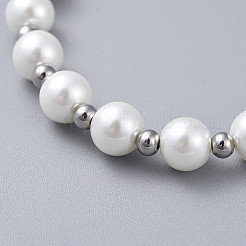 Glass Pearl Beads Stretch Bracelets&nbsp;BJEW-JB04758-01