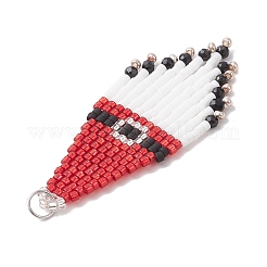 Glass Seed Beaded Christmas Hat Pendants&nbsp;PALLOY-MZ00869