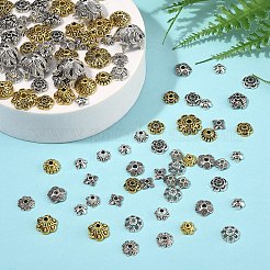 100Pcs 10 Styles Tibetan Style Alloy Flower Bead Caps&nbsp;TIBE-YW0001-84