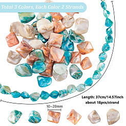 6 Strands 3 Colors Natural Freshwater Shell Dyed Beads Strands&nbsp;SHEL-PH0001-60