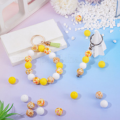 60pcs 4 Styles Silicone Beads Round Rubber Bead 15MM Loose Spacer Beads for DIY Supplies Jewelry Keychain Making&nbsp;FIND-TA0010-30C