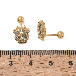 304 Stainless Steel Crystal Rhinestone Animal Cartilage Earrings&nbsp;SA-CBA1F7E-01G-02