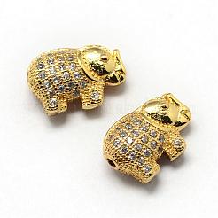 Rack Plating Brass Cubic Zirconia Beads&nbsp;ZIRC-S032-01G