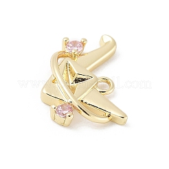 Brass Micro Pave Cubic Zirconia Pendants&nbsp;KK-M326-14G