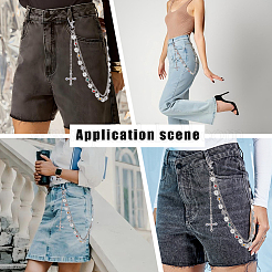 1Pc Alloy Colorful Rhinestone Flower & Plastic Pearl Link Chain Double Layer Pants Chains&nbsp;AJEW-GF0012-74