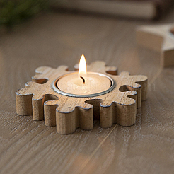 Christmas Wooden Candlestick Holder with Metal Tray&nbsp;CAND-PW0013-63A