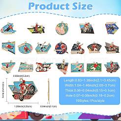 19Pcs 19 Styles Sports Alloy Enamel Pendants&nbsp;ENAM-FS0004-41