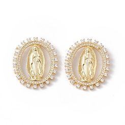 Rack Plating Brass Micro Pave Clear Cubic Zirconia Pendants&nbsp;ZIRC-C040-11G