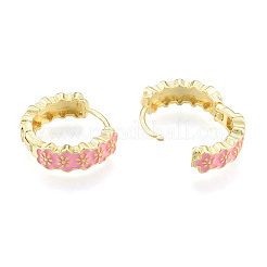 Enamel Plum Blossom Hoop Earrings&nbsp;EJEW-N011-107