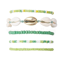 5Pcs 4 Styles Glass Seed Beaded Bracelet Set & 1 Pcs Shell Beads Bracelets&nbsp;BJEW-TA00587-02