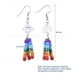 Chakra Glass Seed Beads Dangle Earrings&nbsp;EJEW-JE03996-M