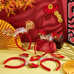 8Pcs 8 Style Chinese New Year Non-woven Fabric Hair Bands&nbsp;OHAR-GA0001-07