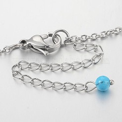 Round Synthetic Turquoise Beads Anklets&nbsp;AJEW-AN00103-01