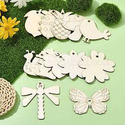 60Pcs 12 Styles Blank Wood Big Pendants&nbsp;WOOD-CJ0002-26