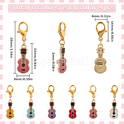 24Pcs 6 Colors Guitar Alloy Enamel Pendant Locking Stitch Markers&nbsp;HJEW-SC00033