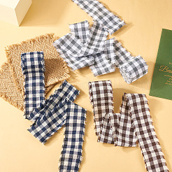 3 Rolls Tartan Cotton Linen Frayed Ribbon&nbsp;OCOR-TAC0035-11B