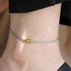 Adjustable Brass Fish Braided Bead Anklets&nbsp;WGBBA61-01