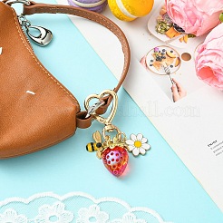 Resin Strawberry Pendant Decorations&nbsp;HJEW-YWC0001-02