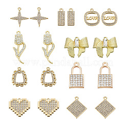 18Pcs 9 Style Alloy Crystal Rhinestone Pendants&nbsp;FIND-SW0001-30