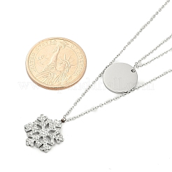 304 Stainless Steel Double Layered Necklaces&nbsp;NJEW-P320-14G-02