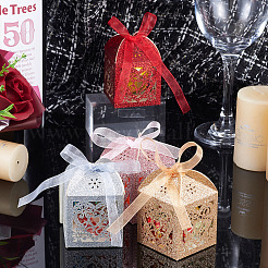 10Pcs Laser Cut Paper Hollow Out Heart & Flowers Candy Boxes&nbsp;CON-TA0001-10D