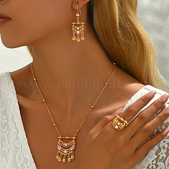 Ethnic Style Brass Micro Pave Clear Cubic Zirconia Hollow Moon Earrings & Necklaces & Rings Sets for Women&nbsp;XQ9083