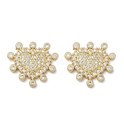 Brass Micro Pave Clear Cubic Zirconia Stud Earrings&nbsp;EJEW-H154-05G