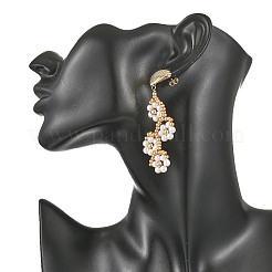 Flower Glass Seed Beaded Stud Dangle Earrings&nbsp;EJEW-MZ00774