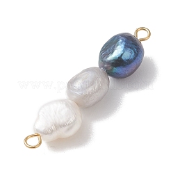 Natural Cultured Freshwater Pearl Potato Beaded Connector Charms&nbsp;PALLOY-JF04985