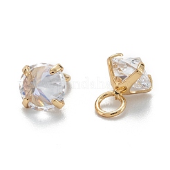 Brass Clear Cubic Zirconia Charms&nbsp;ZIRC-G170-12G
